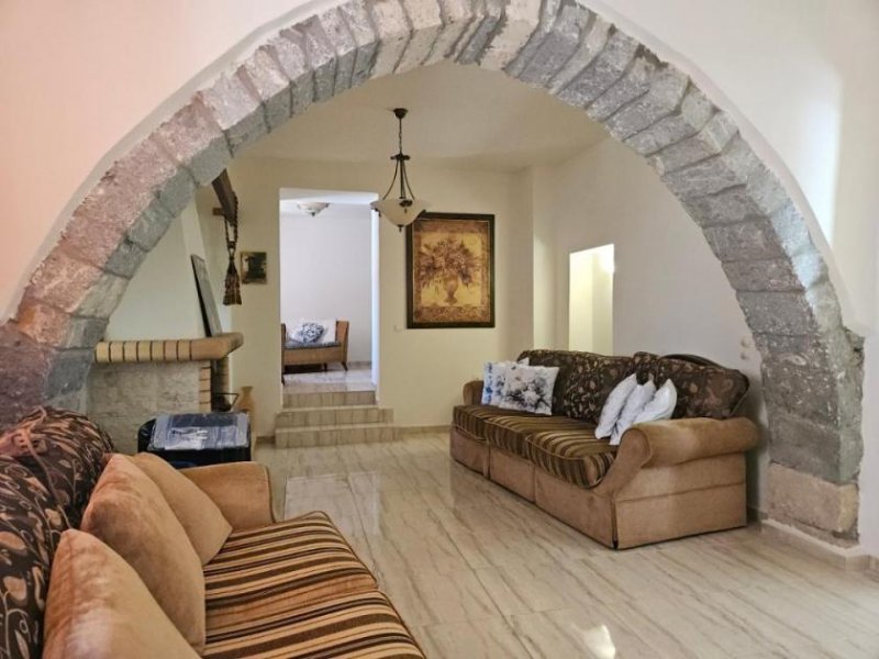 Kalo Chorio bei Chersonisos Kreta, Kalo Chorio: Traditionelles Steinhaus mit Dachterrasse und Meerblick zu verkaufen Haus kaufen